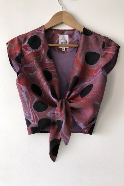 Image of Tulip Tie Blouse - Lilac Marble (originally $148) Size XS