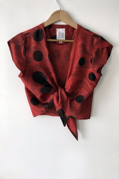 Image of Tulip Tie Blouse - Rosewood Marble (originally $148) Size L