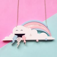 Image 1 of Pastel Trans Flag Rainbow Cloud Necklace