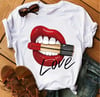 Red Lip White T Shirt