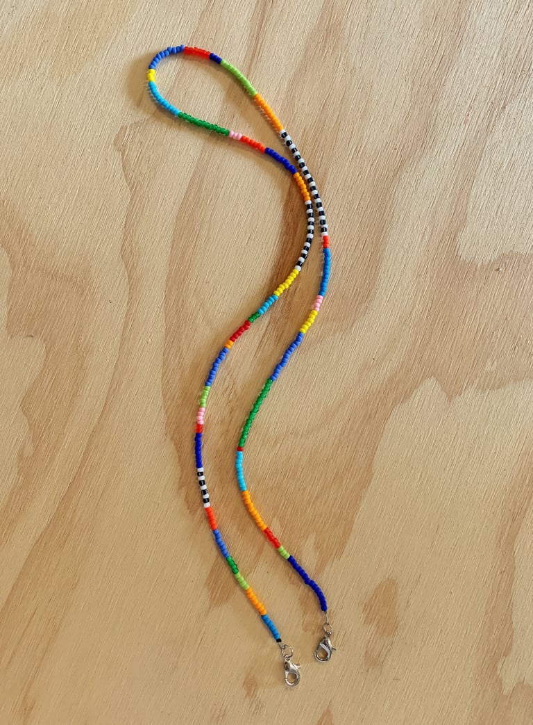 HAND BEADED MASK CHAIN - RAINBOW MULTI Image 3