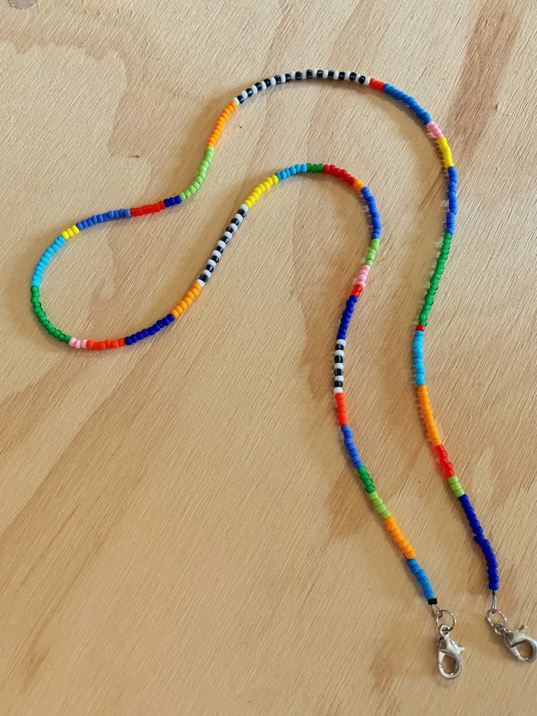 HAND BEADED MASK CHAIN - RAINBOW MULTI