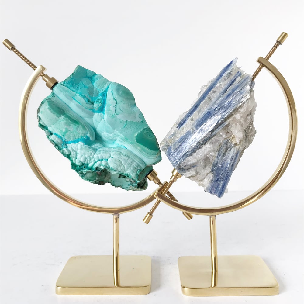 Image of Chrysocolla no.60 + Brass Arc Stand