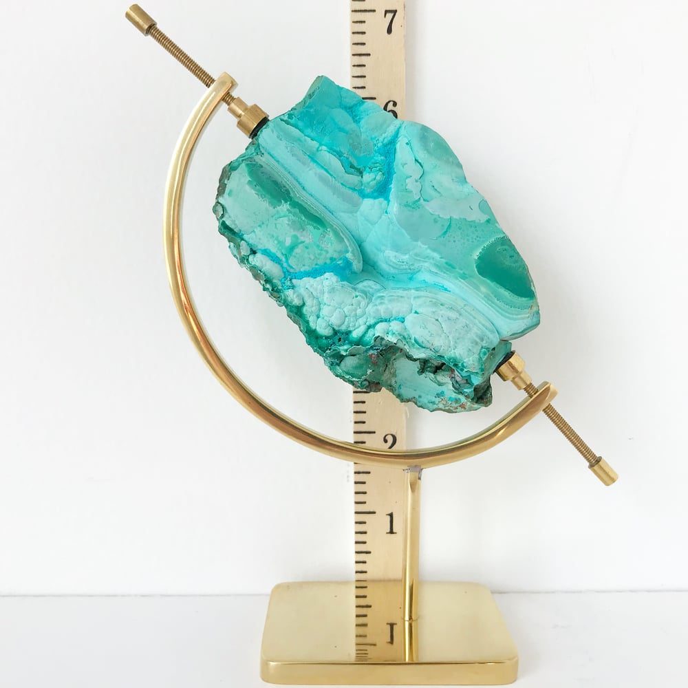 Image of Chrysocolla no.60 + Brass Arc Stand