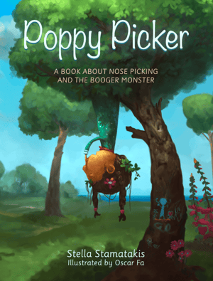Image of Poppy Picker,  a book about nose picking and the Booger Monster. Paper back