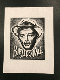 Image 1 of Robert Mitchum. Baby, I Don’t Care. Original A3. linocut print. Limited and Signed. Art. 