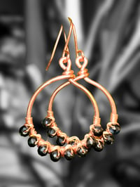 Image 1 of Black Agate Hoop Earrings
