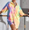 Tie Dye Button Down Shirt Dress