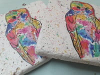 Image 3 of 'Rainbow Owl' Stone Coaster