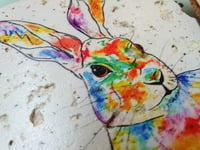 Image 4 of 'Rainbow Hare' Stone Coaster