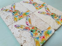 Image 5 of 'Rainbow Hare' Stone Coaster