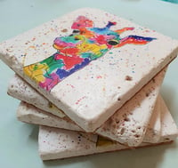 Image 3 of 'Rainbow Giraffe' Stone Coaster