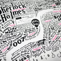 Image 3 of Literary Central London Map (black and fluoro pink screenprint)