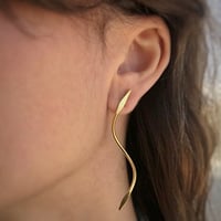 Image 1 of Long Ribbon Gold Earrings
