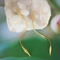 Image 2 of Long Ribbon Gold Earrings
