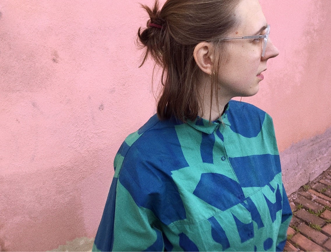 Image of GREEN LONG SLEEVE SHIRT/ stencil paint