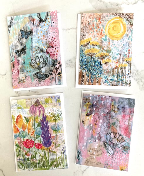 Image of Soft Florals: Set of four blank cards