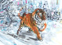 Tiger in Snow Painting