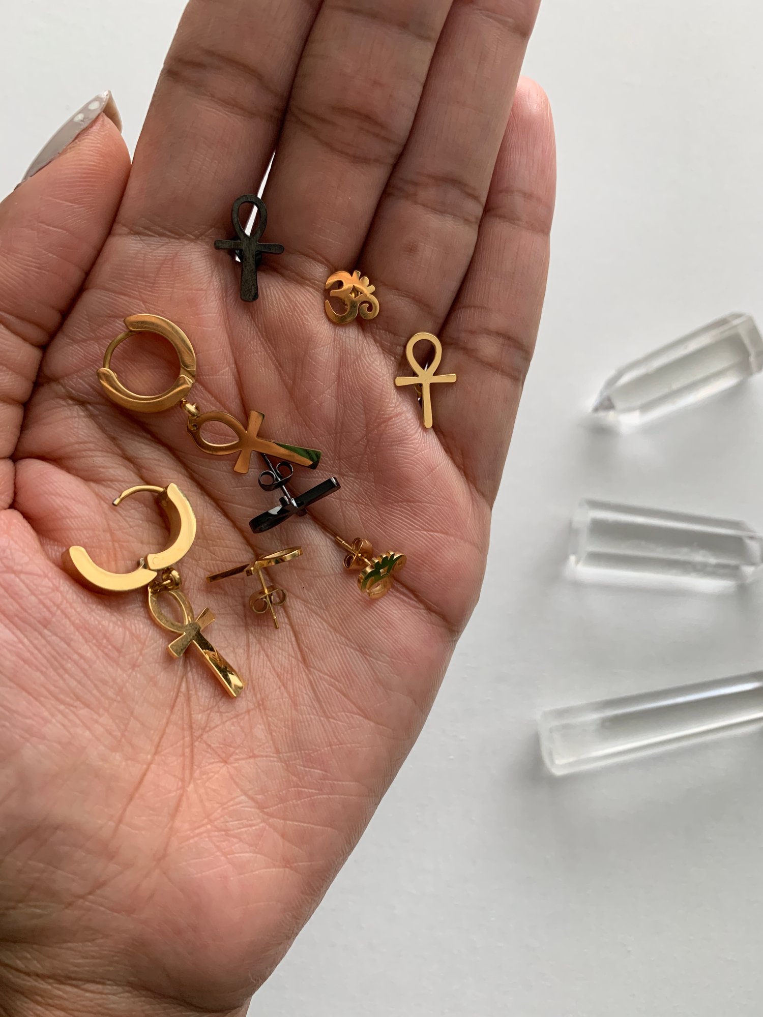 Image of VIBRATE • Ankh or Om Earrings