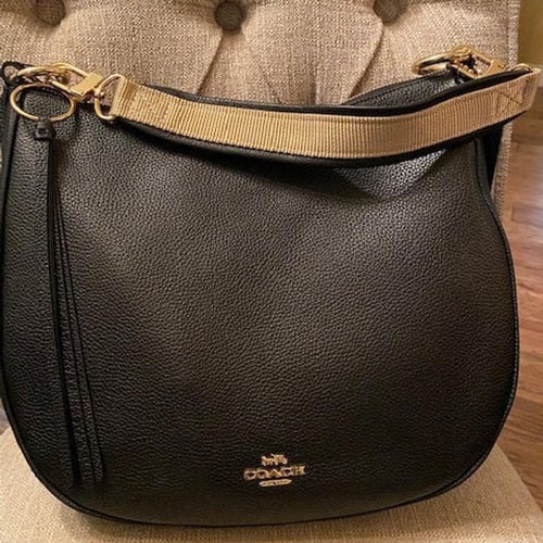 Image of Black Leather Grab/Top Handle with Nylon Accent - 1.5" Wide Handle - 9 Nylon Colors - #16XLG Hooks