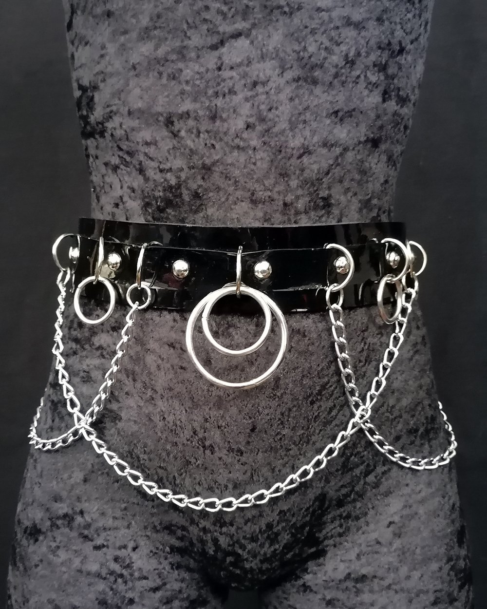 Leather Belt with Rings and Chains Gidho Leather Jewelry