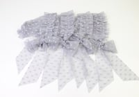 Image 1 of Grey Frilled & Dotted Newborn Bonnet