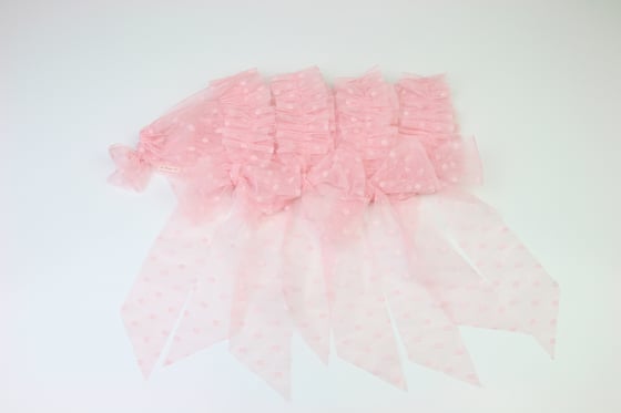Image of Pink Frilled & Dotted Newborn Bonnet