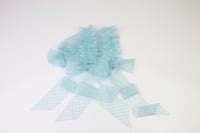 Image 1 of Blue Frilled & Dotted Newborn Bonnet