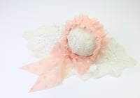 Image 2 of Salmon Frilled & Dotted Newborn Bonnet