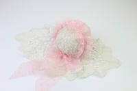Image 2 of Pink Frilled & Dotted Newborn Bonnet