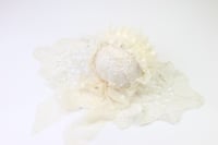 Image 2 of Cream Frilled & Dotted Newborn Bonnet
