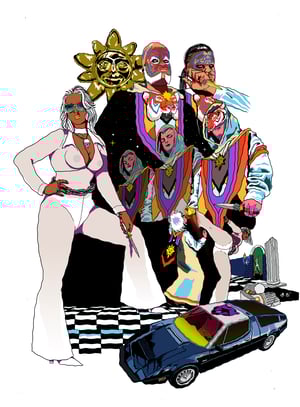 Image of 'Bellona: The fall of The Tiger Twins & The order of The Sunsetters' woven blanket PREORDER