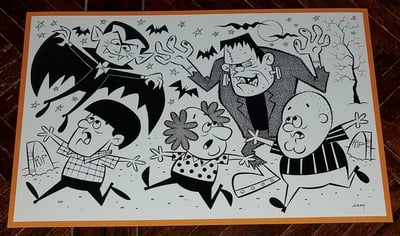 Image of THE THREE STOOGES MEET THE MONSTERS 11x17 PRINT!