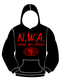 Image 1 of N.W.A. "Niners With Attitude" Black Hoodie, Red Letters