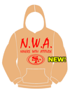 N.W.A. "NINERS WITH ATTITUDE" GOLD HOODIE WITH RED LETTERS