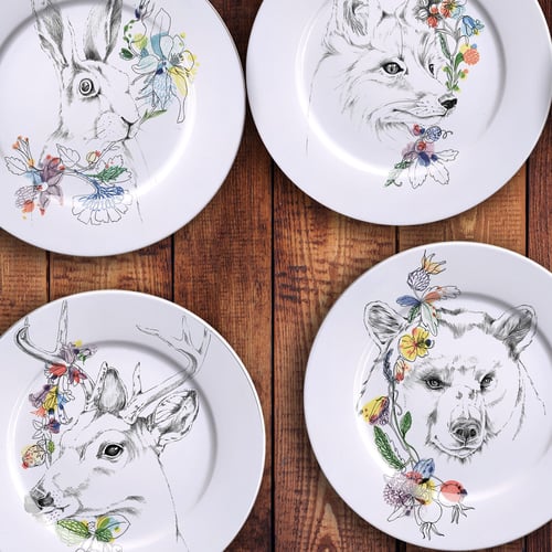 Image of WHITE TALED JACK RABBIT Dinner Plate