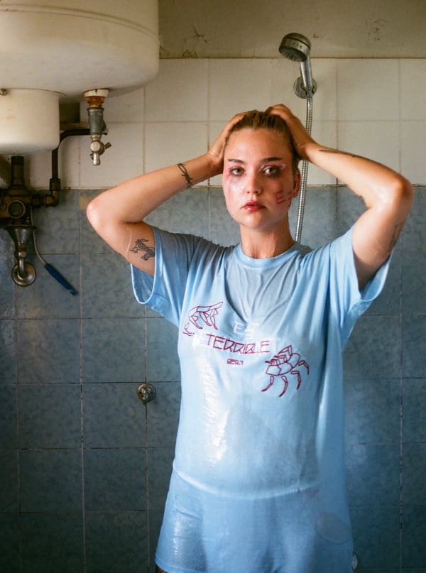 Image of Centipede Stick Baby Blue T-Shirt