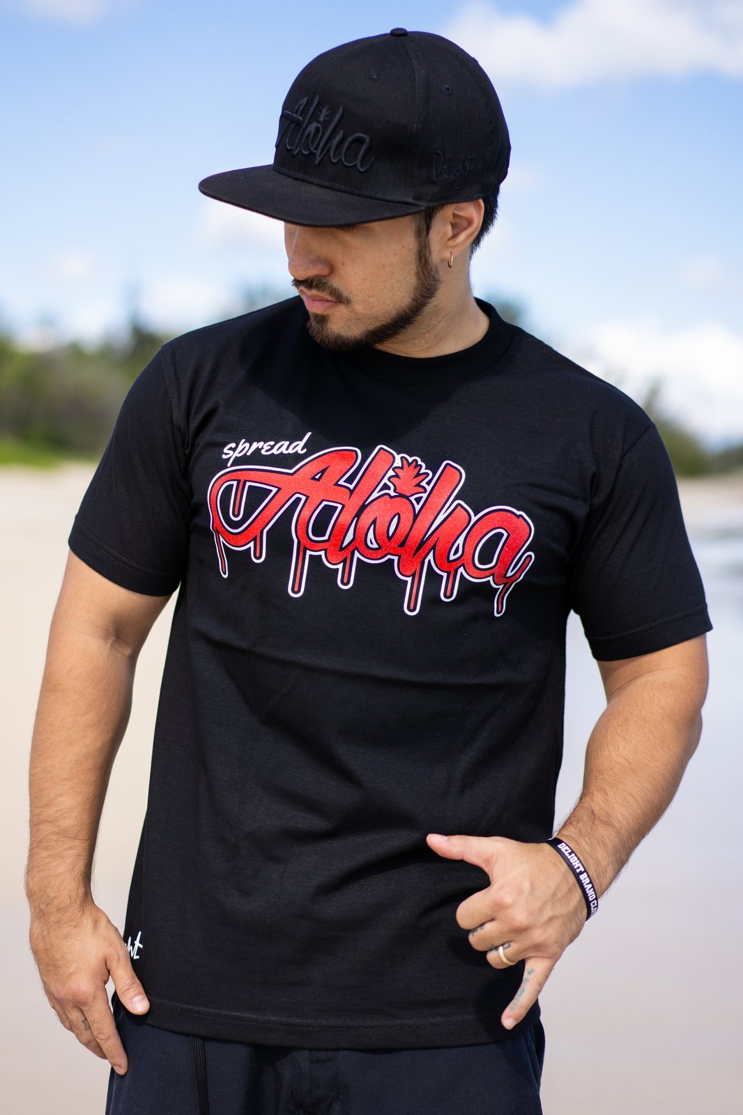 Spread Aloha Drip Tee (Black/Red) | Delight Brand Clothing