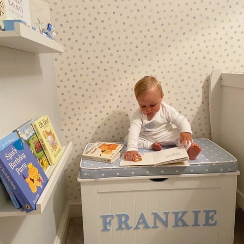Image of Personalised Chest - Cushion Top - Dotty Blue