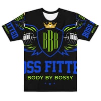 Image 1 of BOSSFITTED Black Neon Green and Blue Men's Compression T-Shirt