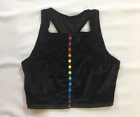 Image 1 of Velvet Rainbow Snap Crop Top