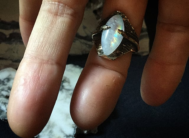 Image of Thin Air Ring in Moonstone & Brass