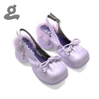 Image 1 of Purple Sheepskin Platform Sandals 'Ballerina'