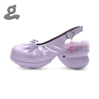 Image 5 of Purple Sheepskin Platform Sandals 'Ballerina'