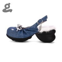 Image 5 of Deep Blue Denim Platform Sandals 'Ballerina'