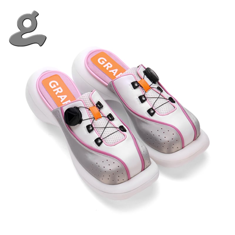 Image of White Lace-up Platform Sliders “ranger”