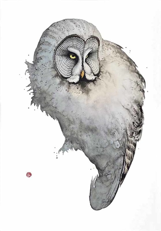 Image of KARL MARTENS - 'GREAT GREY OWL' - LITHOGRAPH - SIGNED & STAMPED