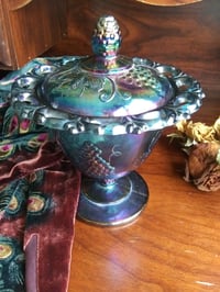 RARE Carnival Glass Wishing Dish Complete with Lid