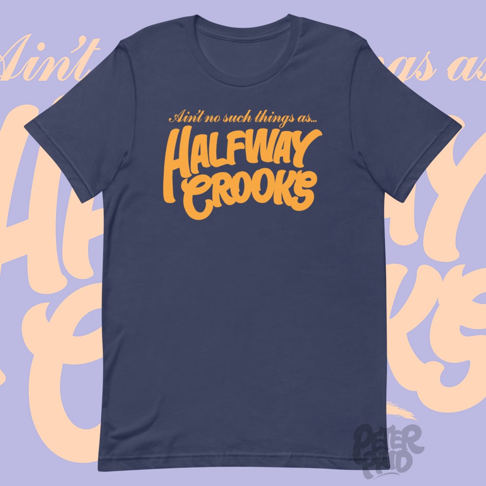 Image of Halfway Crooks T-Shirt - Navy Blue/Orange