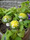 Ceramic mushrooms green garden pottery